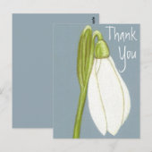 Postale Carte de remerciement Fleur de perce-neige (Devant / Derrière)