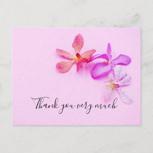 Postale Carte de remerciement Fleurs d'orchidée sur fond r