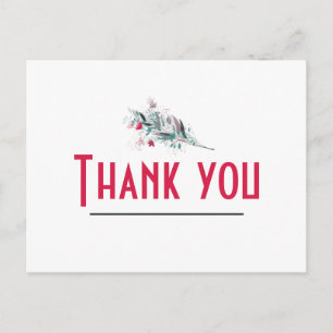 Postale Carte de remerciement florale rouge et blanche min