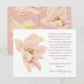 Postale Carte de remerciement funéraire à l'anémone rose,  (Devant / Derrière)