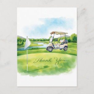 Postale Carte de remerciement golf parcours de golf aquare