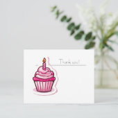 Postale Carte de remerciement joli cupcake rose (Debout devant)