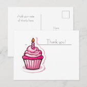 Postale Carte de remerciement joli cupcake rose (Devant / Derrière)