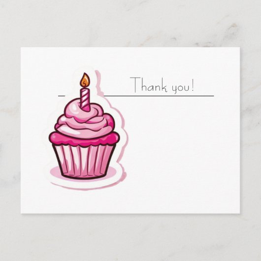 Postale Carte de remerciement joli cupcake rose (Devant)