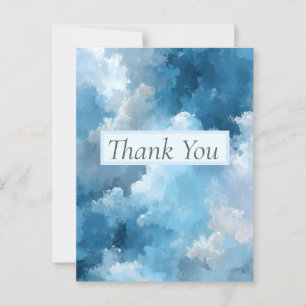 Postale Carte de remerciement Nuages peints Bleu & Blanc