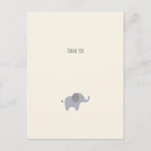 Postale Carte de remerciement Petit Éléphant (Devant)