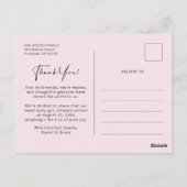 Postale Carte de remerciement photo de bébé fille (Dos)