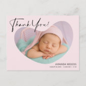 Postale Carte de remerciement photo de bébé fille (Devant)