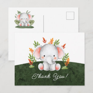 Postale Carte de remerciement pour Baby Shower Éléphant de
