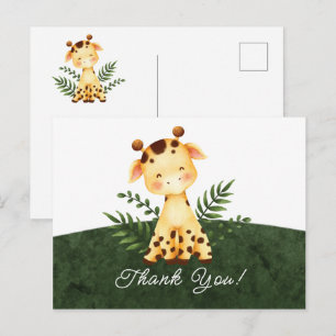 Postale Carte de remerciement pour Baby Shower Jungle Gira