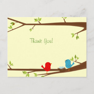 Postale Carte de remerciement pour Baby Shower Oiseaux ave