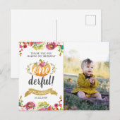 Postale Carte de remerciement pour le premier anniversaire (Devant / Derrière)