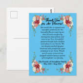 Postale Carte de Remerciement pour l'Envoi de Fleurs Après (Devant / Derrière)