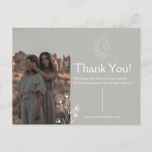 Postale Carte de Remerciement pour Vêtements  (Devant)