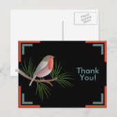 Postale Carte de remerciement Rouge-gorge (Devant / Derrière)