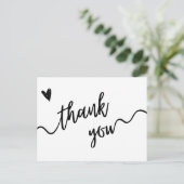 Postale Carte de remerciement simple noir et blanc écritur (Debout devant)