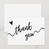 Postale Carte de remerciement simple noir et blanc écritur (Devant / Derrière)