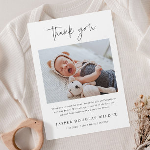 Postale Carte de remerciement simple pour bébé avec photo