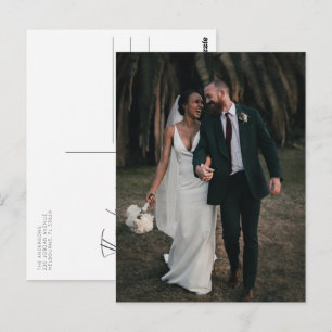 Postale Carte de remerciement simple pour photo de mariage