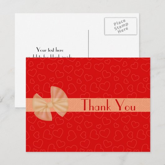 Postale Carte de remerciement Tiny Red Hearts (Devant / Derrière)