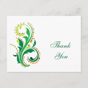 Postale Carte de remerciement. Tourbillon floral