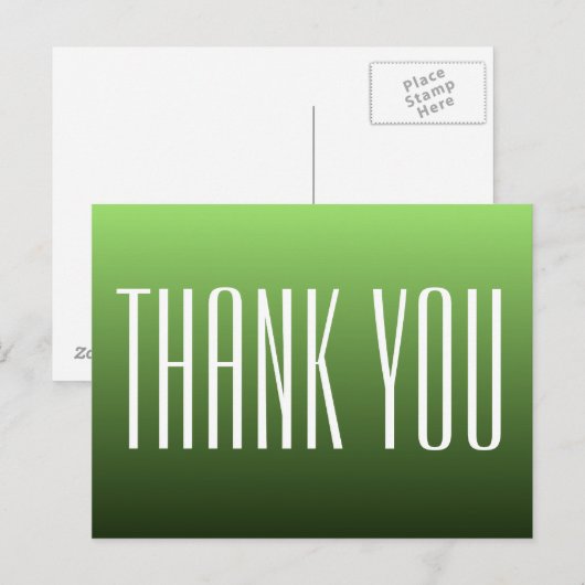 Postale Carte de remerciement verte (Devant / Derrière)