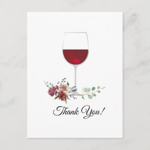Postale carte de remerciement vin, fleurs