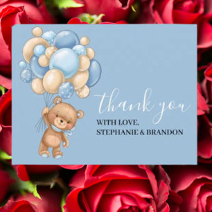 Postale Carte de remerciements à ballon BLEU Teddy Bear