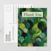 Postale Carte de remerciements Abstrait vert et noir (Devant / Derrière)