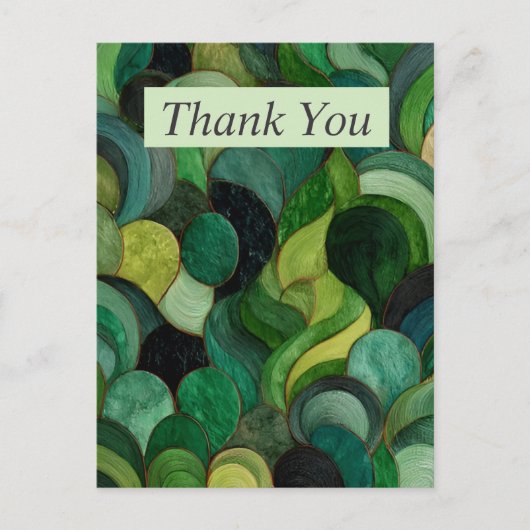 Postale Carte de remerciements Abstrait vert et noir (Devant)