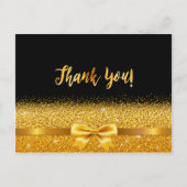 Postale Carte de remerciements anniversaire noir or arc (Devant)