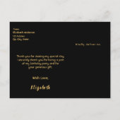 Postale Carte de remerciements anniversaire noir or arc (Dos)