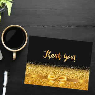 Postale Carte de remerciements anniversaire noir or arc