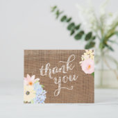 Postale carte de remerciements aux fleurs pastel, dentelle (Debout devant)