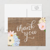 Postale carte de remerciements aux fleurs pastel, dentelle (Devant / Derrière)