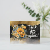 Postale Carte de remerciements avec tournesol (Debout devant)