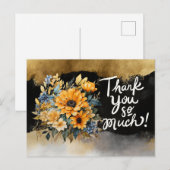 Postale Carte de remerciements avec tournesol (Devant / Derrière)
