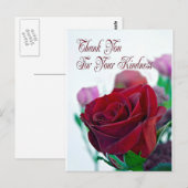 Postale Carte de remerciements avec une rose rouge classiq (Devant / Derrière)