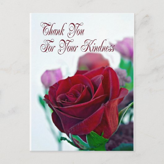Postale Carte de remerciements avec une rose rouge classiq (Devant)
