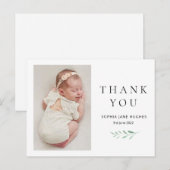 Postale Carte de remerciements bébé Eucalyptus avec photo (Devant / Derrière)