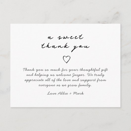 Postale Carte de remerciements bébé simple et élégant (Devant)