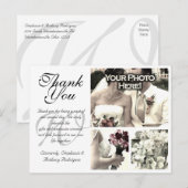 Postale Carte de remerciements blanc personnalisable 3 pho (Devant / Derrière)