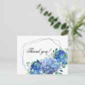 Postale Carte de remerciements bleu hydrangea eucalyptus v (Debout devant)