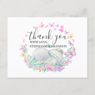 Postale Carte de remerciements Blue Elephant Butterflies