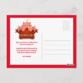 Postale Carte de remerciements d'anniversaire de cirque (Dos)