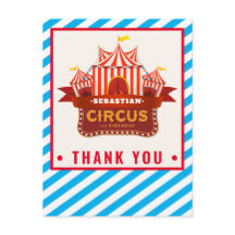 Carte de remerciements d'anniversaire de cirque