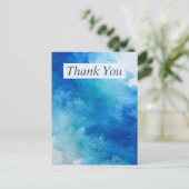 Postale Carte de remerciements d'aquarelle Abstraite bleu (Debout devant)