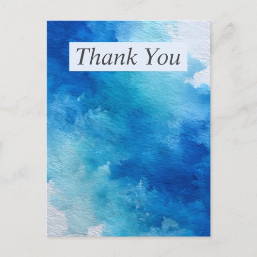 Postale Carte de remerciements d'aquarelle Abstraite bleu (Devant)