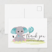 Postale Carte de remerciements de ballons bleu éléphant (Devant / Derrière)