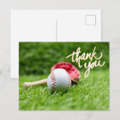 Postale Carte de remerciements de baseball sur l'herbe ver (Devant / Derrière)